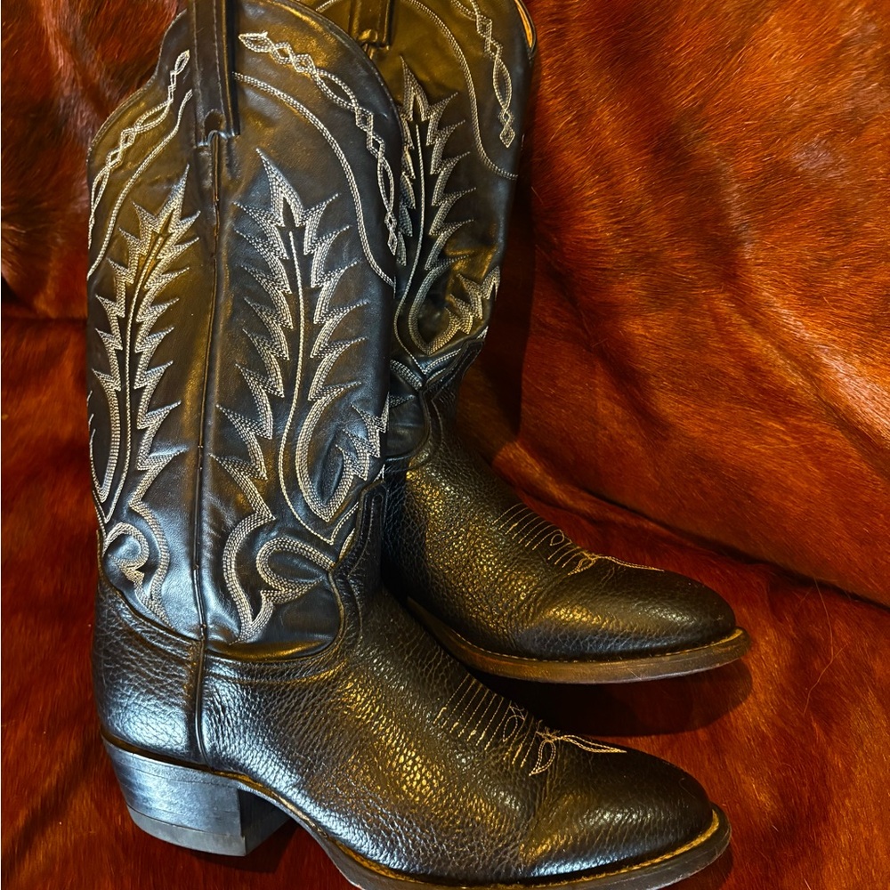 Tony Lama Men’s Black Leather Boots Sz 8